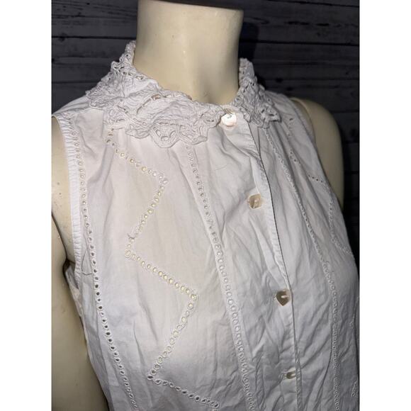 Vintage 1990’s Lone Ranger Paisley Eyelet collared button down dress size medium - Picture 6 of 12